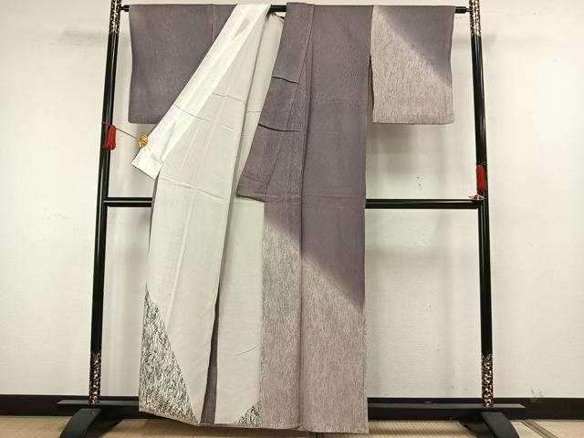 平和屋着物▽訪問着　無双　紗袷　紗×絽　手描き　草花文　正絹　逸品　AAAW7885fy 平和屋着物▽訪問着 無双 紗袷 紗×絽 手描き 草花文 正絹 逸品