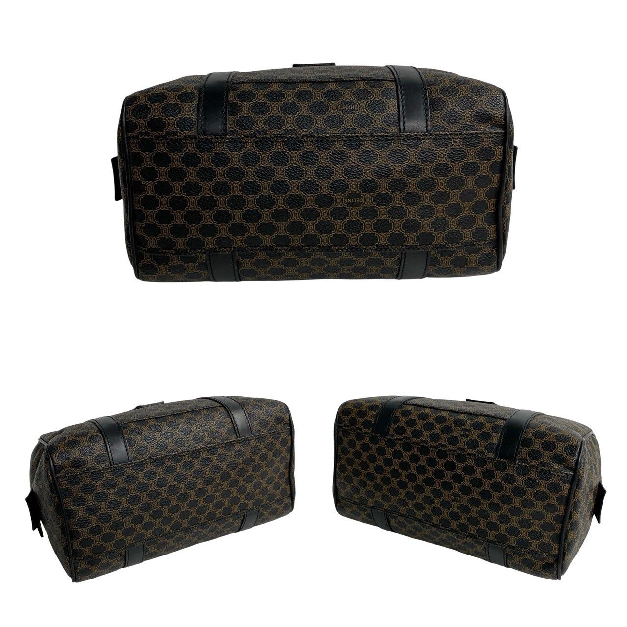 極美品 セリーヌ マカダム ブラゾン 柄 レザー ミニ ボストンバッグ ブラック 極 美品 セリーヌ マカダム ブラゾン 柄 レザー ミニ ボストンバッグ 黒.