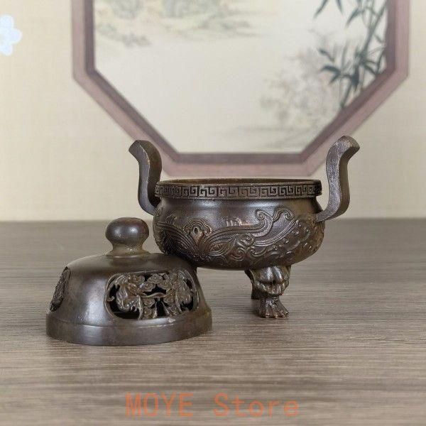 銅製 『檀香炉』 三足炉鼎 香薫炉 香道具 茶道具 工芸品 置物