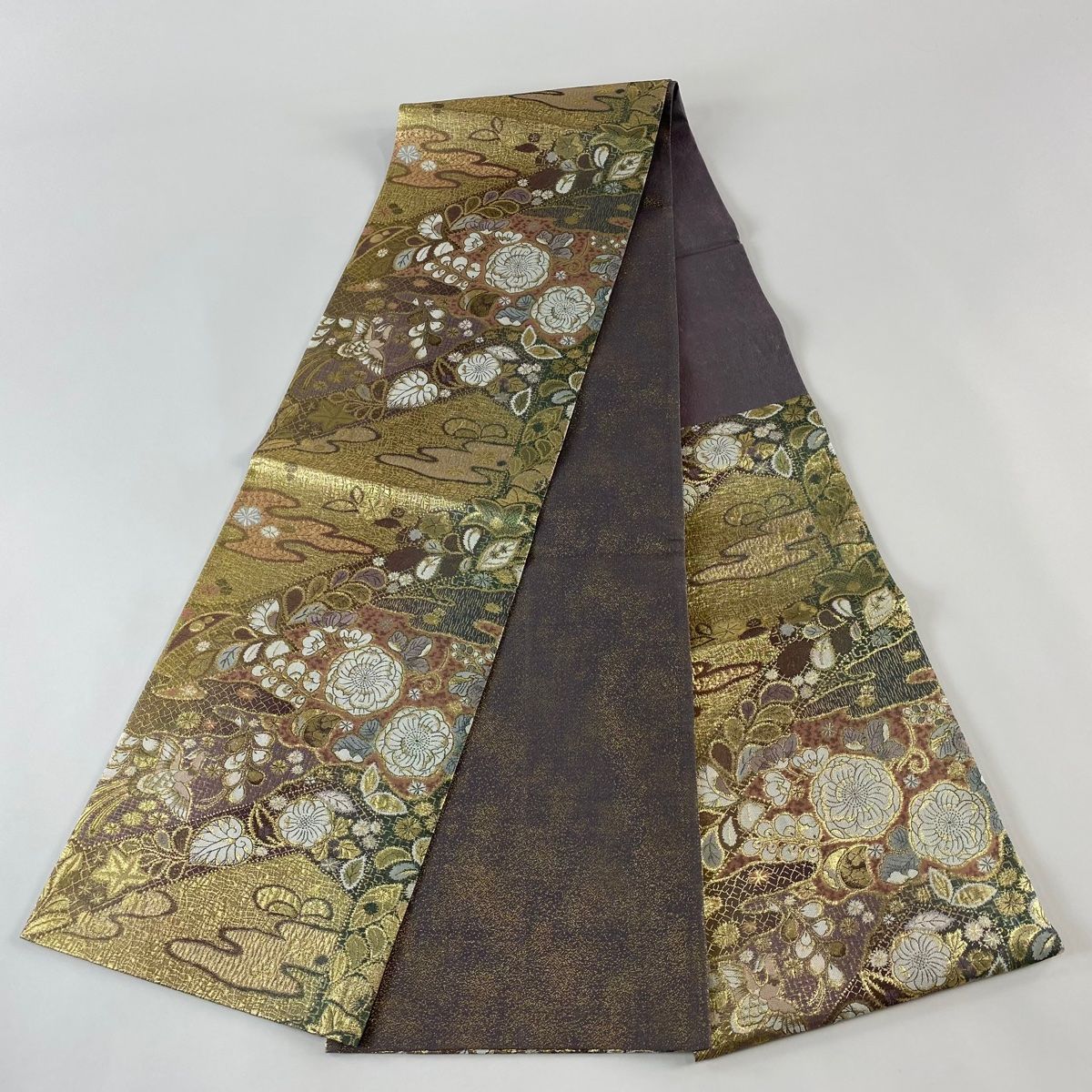 【全通柄袋帯】辻が花 袋帯 美品 秀品 辻が花柄 箔 灰紫 六通 正絹 【中古】 - メルカリ