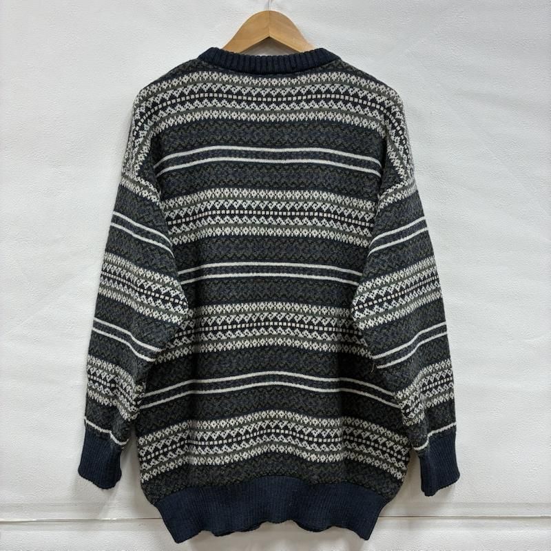 BURBERRYS バーバリーズ ニット セーター 長袖 90s 90年代 イングランド製 総柄 ウール ニット セーター 刺繍ロゴ ヴィンテージ