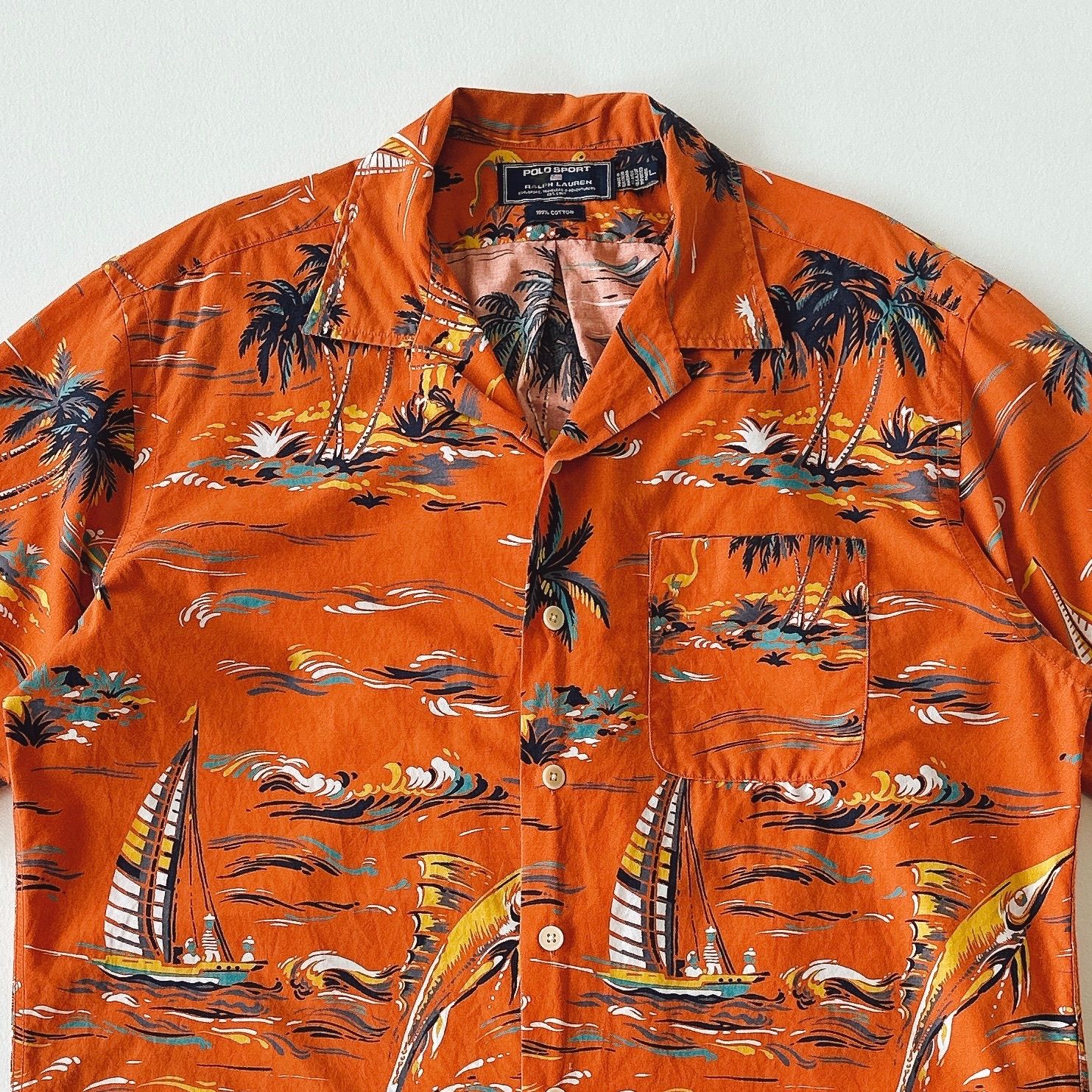 90s ラルフローレン ポロスポーツ アロハシャツ オープンカラー