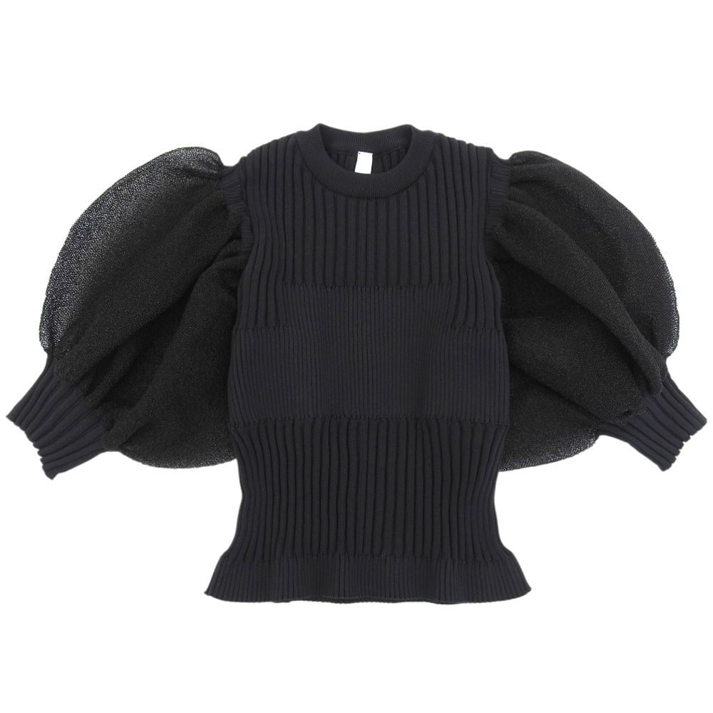 CFCL シーエフシーエル FLUTED LUCENT SHORT PUFF SLEEVE TOP トップス レディース ブラック F