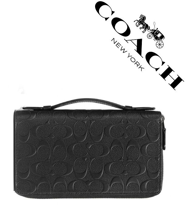 セール中】COACH コーチ財布 F93425 ブラック ダブルジップ