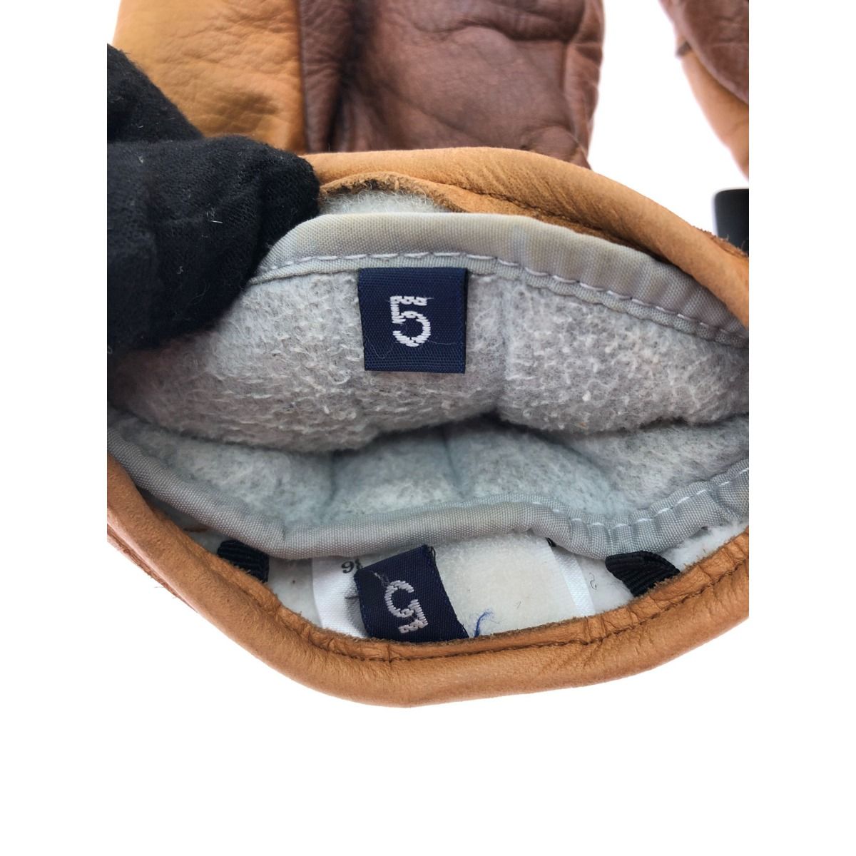 HESTRA - ▼▼HESTRA へストラ ユニセックス スキーグローブ 冬山登山 スリーフィンガー レザー サイズ5 ブラウン ▽▽HESTRA へストラ ユニセックス スキーグローブ 冬山登山