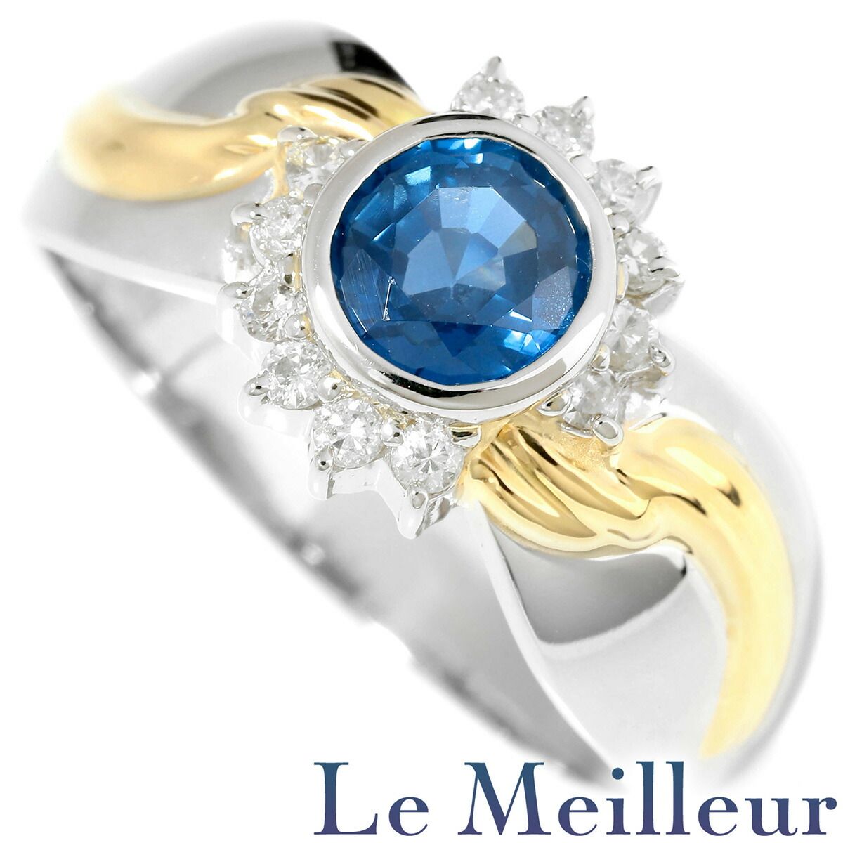 リング 指輪 サファイア 0.9ct ダイヤモンド Pt900 15号 中古  