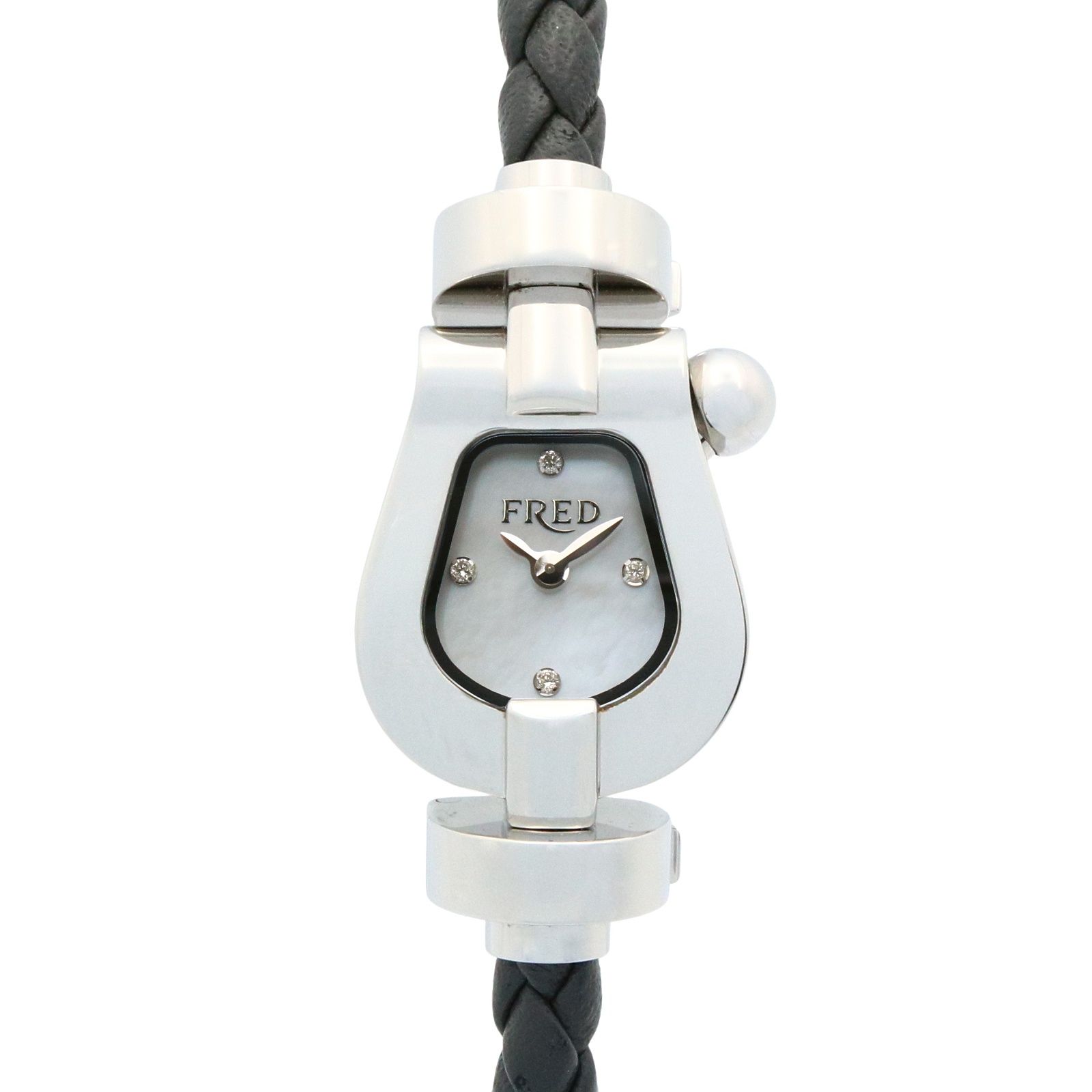 フレッド FRED 腕時計 フォース10 FD070110 ホワイトシェル ステンレススチール レザーベルト フォース10 レディース Used A
