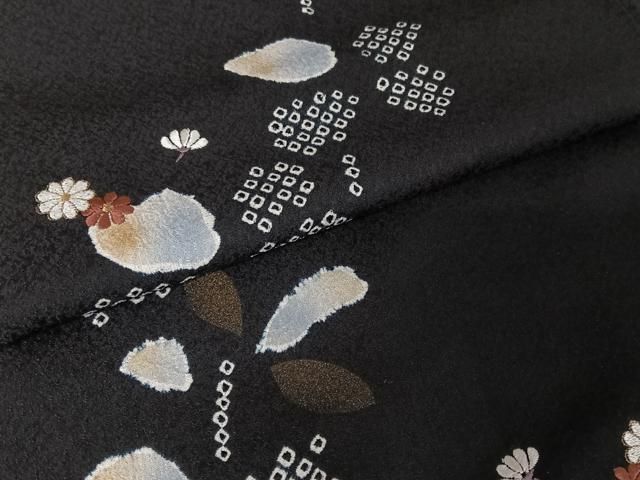 平和屋着物○訪問着 絞り 刺繍 枝花文 金糸 金彩 正絹 逸品 AAAV9108np