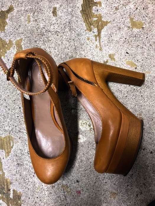 クロエ Chloe レザーウッドヒールパンプス レディース 37 1/2