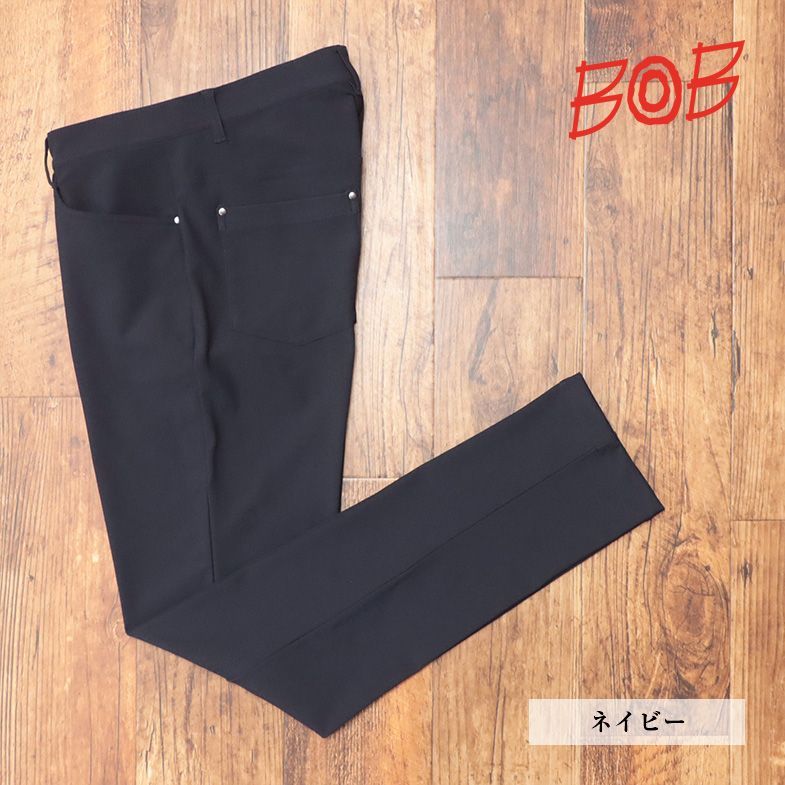 23秋冬/BOB/XLサイズ/美脚パンツ グーンと伸縮 4WAYストレッチ 無地 穿き心地 ゴルフ ズボン 紳士 新品/紺/ネイビー/jb327/