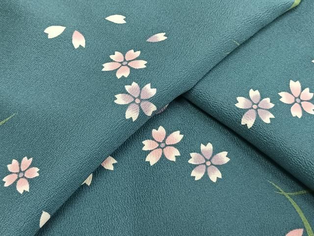 平和屋着物▽小紋 単衣 草花文 洗える着物 未使用 AAAU8569fy