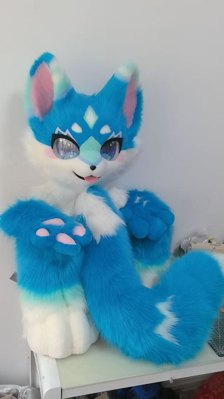 ファースーツ 着ぐるみセット NO.141 青 ブルー ケモノ ファースーツ 全頭ヘッド ぬいぐるみ コスプレ コスチューム