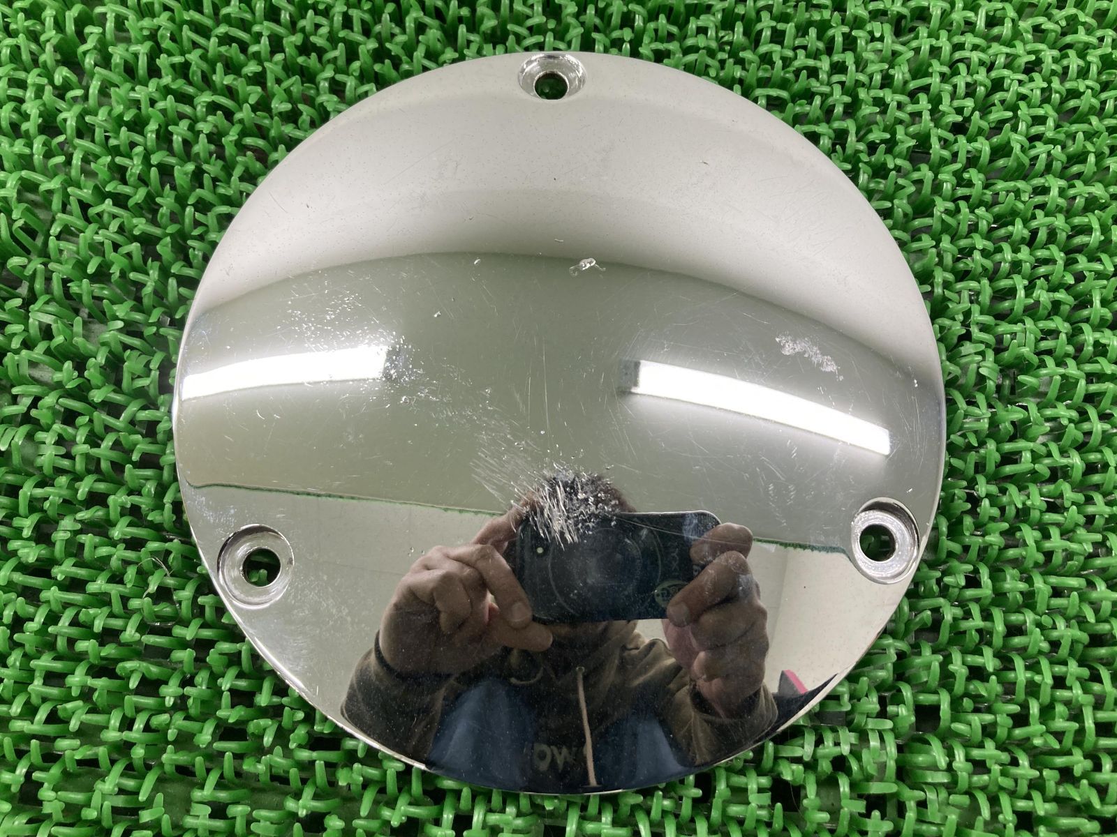 ハーレー ダービーカバー ハーレー ショベル 純正 ダービーカバー フライングイーグル 三穴 中古 当時物 Ｎｏ． ☆ハーレー純正  エボ ダービーカバー 3穴