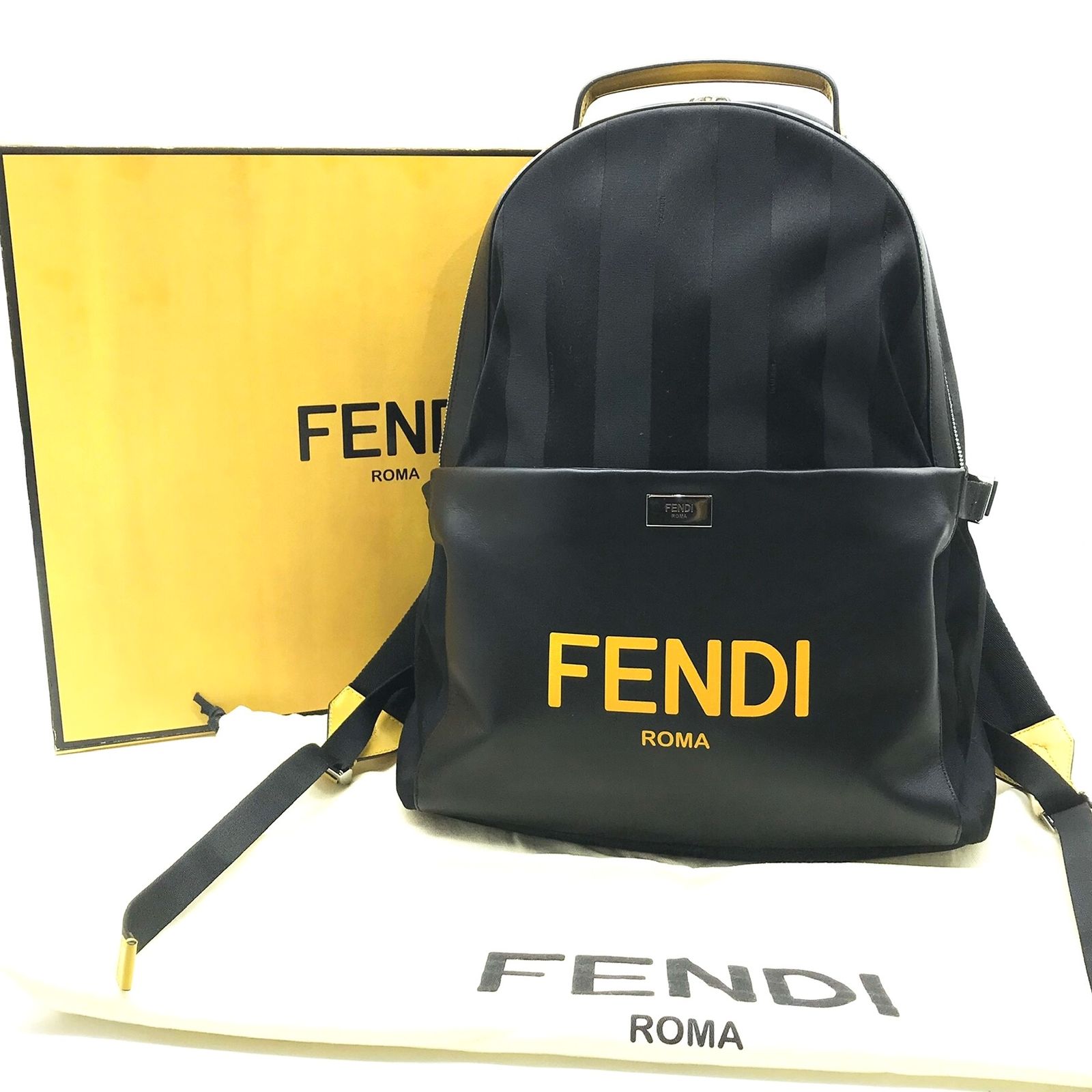 FENDI フェンディ ペカン ロゴプレート ナイロン レザー FENDI フェンディ ペカン ロゴプレート ナイロン レザー