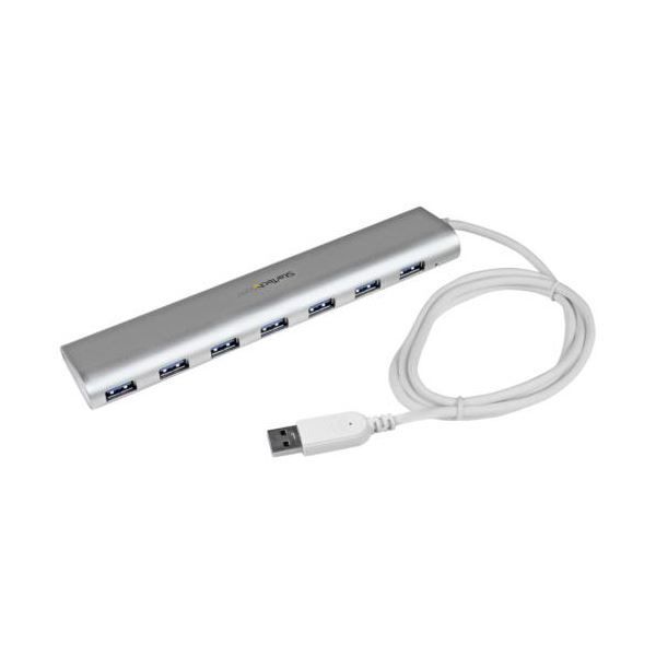 StarTech.com 7ポート USB3.0ハブ ケーブル一体型 シルバー＆ホワイト ST73007UA 1個