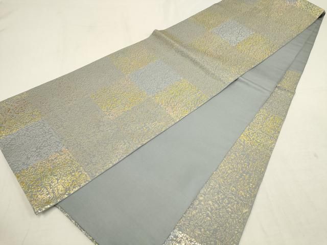 セール♪六通柄袋帯　市松花文　着物 平和屋着物▽六通柄 本袋帯 市松花唐草文 金銀糸 正絹 逸品