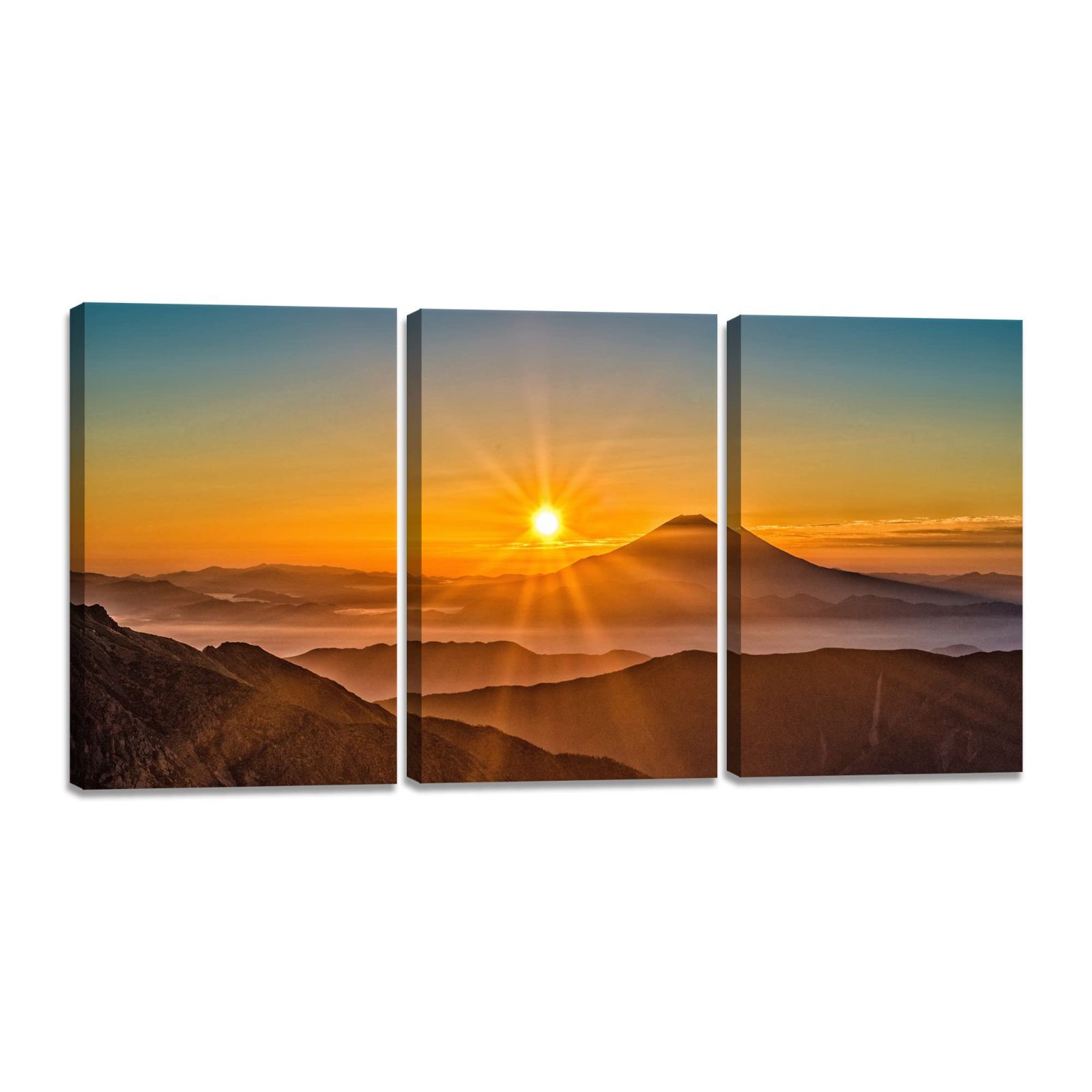 山 絵 3枚 アート パネル 山の絵 風景画 日光 日の出 自然風景