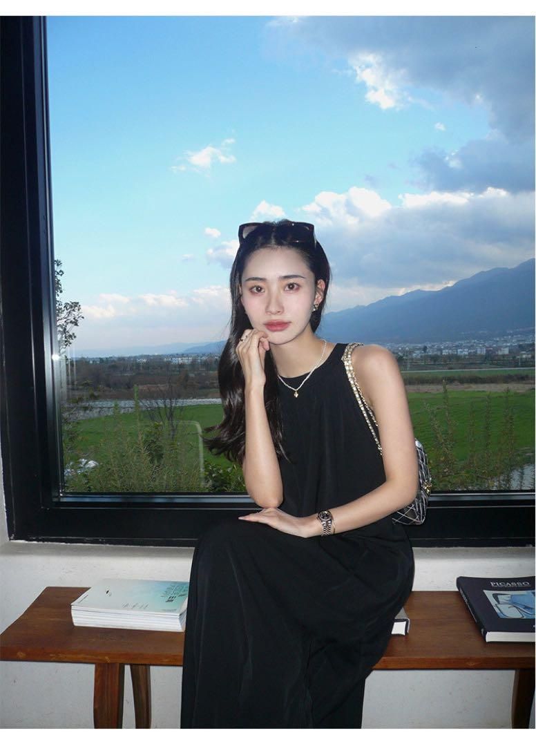 春のフレンチ風ホルターロングワンピース モテ服高見えデートにも最適