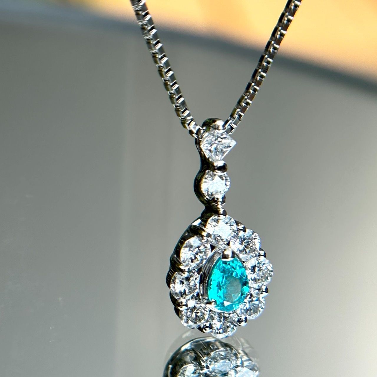 Pt900 Pt850 天然 パライバトルマリン 0.29ct 天然 ダイヤモンド 0.725 