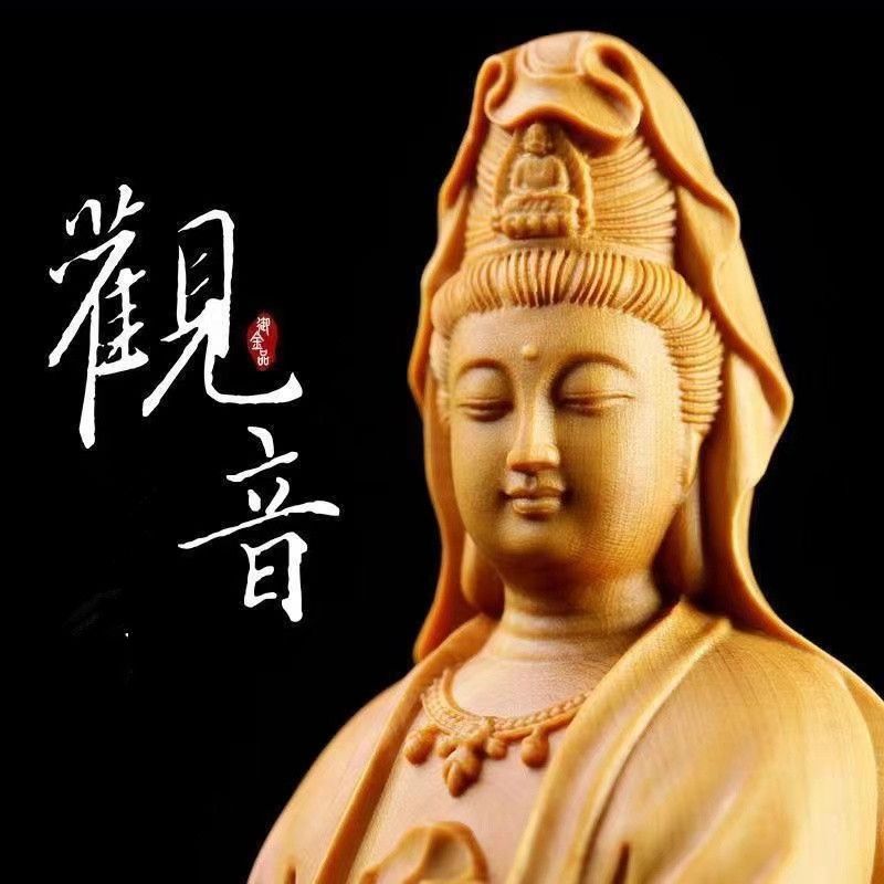 観音菩薩 木彫仏像 木製彫刻 観音様7000 - メルカリ