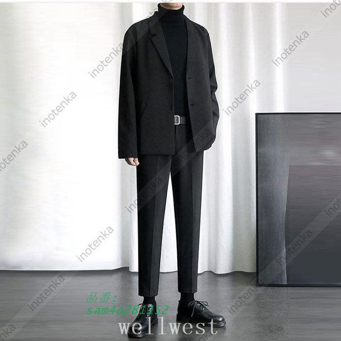 スーツ上下セットカジュアルメンズセットアップ無地サマースーツジャケットテーラード長袖スキニーパンツスリム紳士服春秋夏卒業式結婚式通勤用 am4a281152