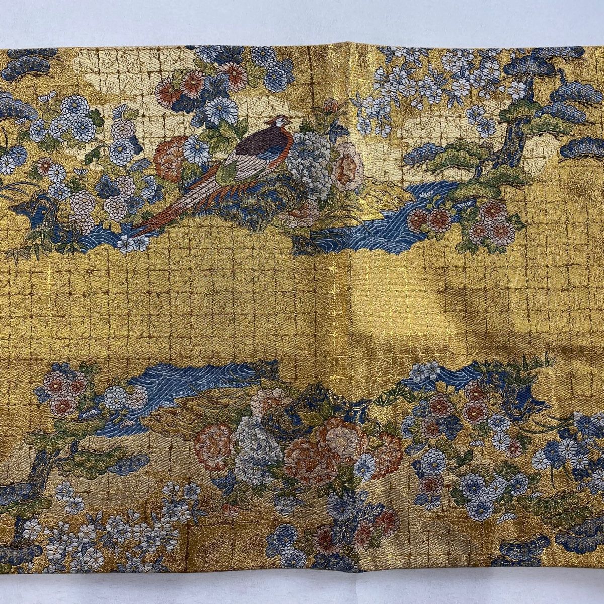 袋帯 お太鼓柄 西陣織 ゴールド箔 金彩 菊 草花 高品質 美品 袋帯 お太鼓柄 西陣織 ゴールド箔 金彩 菊 草花 高品質 美品