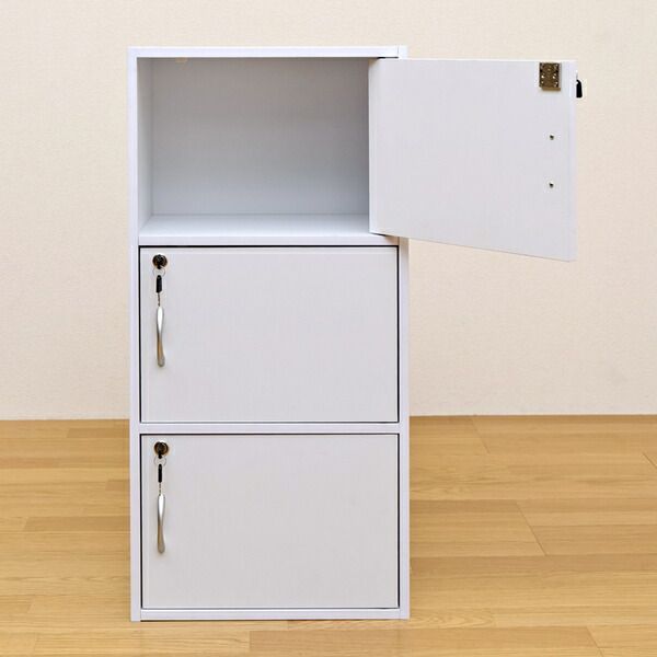 1000円以上送料無料。 鍵付きラック 鍵付きカラーボックス|ロッカー 3段 幅42cm×奥行29cm コンクリートグレー 組立品 代引不可 環境