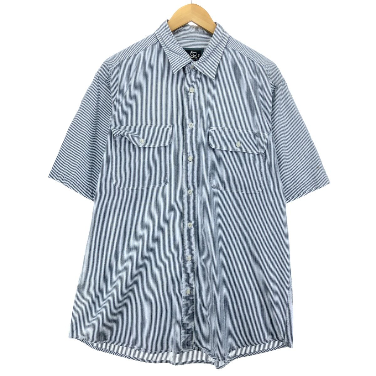 古着 90年代 ウールリッチ WOOLRICH 半袖 ストライプシャツ メンズL ヴィンテージ/eaa450231