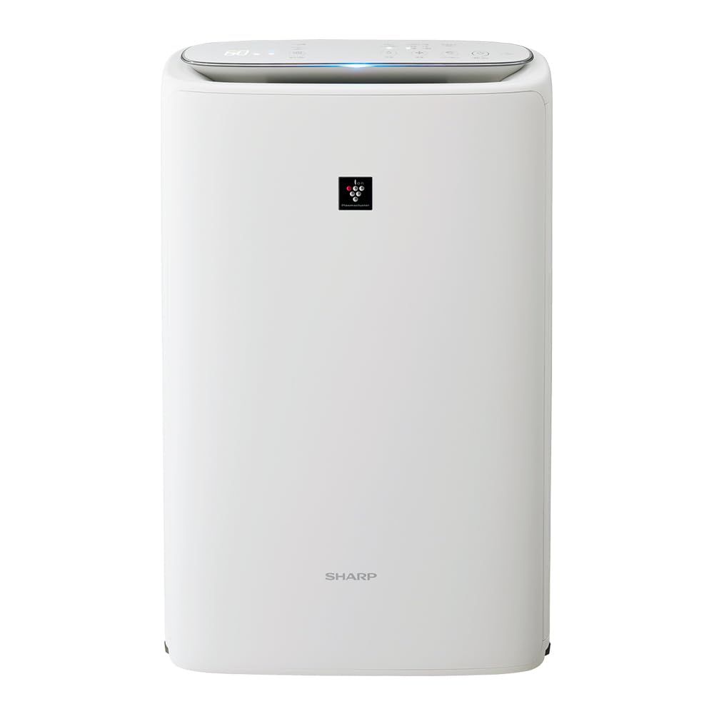 シャープ 空気清浄機 KI-SS50-W プラズマクラスター 25000 加湿 浮遊 付着ウィルス 花粉 空気浄化 薄型スリム おすすめ畳数 13畳 加湿量 600mL|h