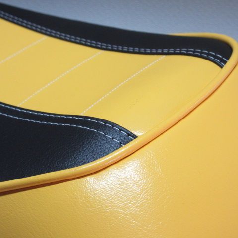 □【JOG 27V ペリカンジョグ】張替え済♪ カスタムシート 黒/黄色