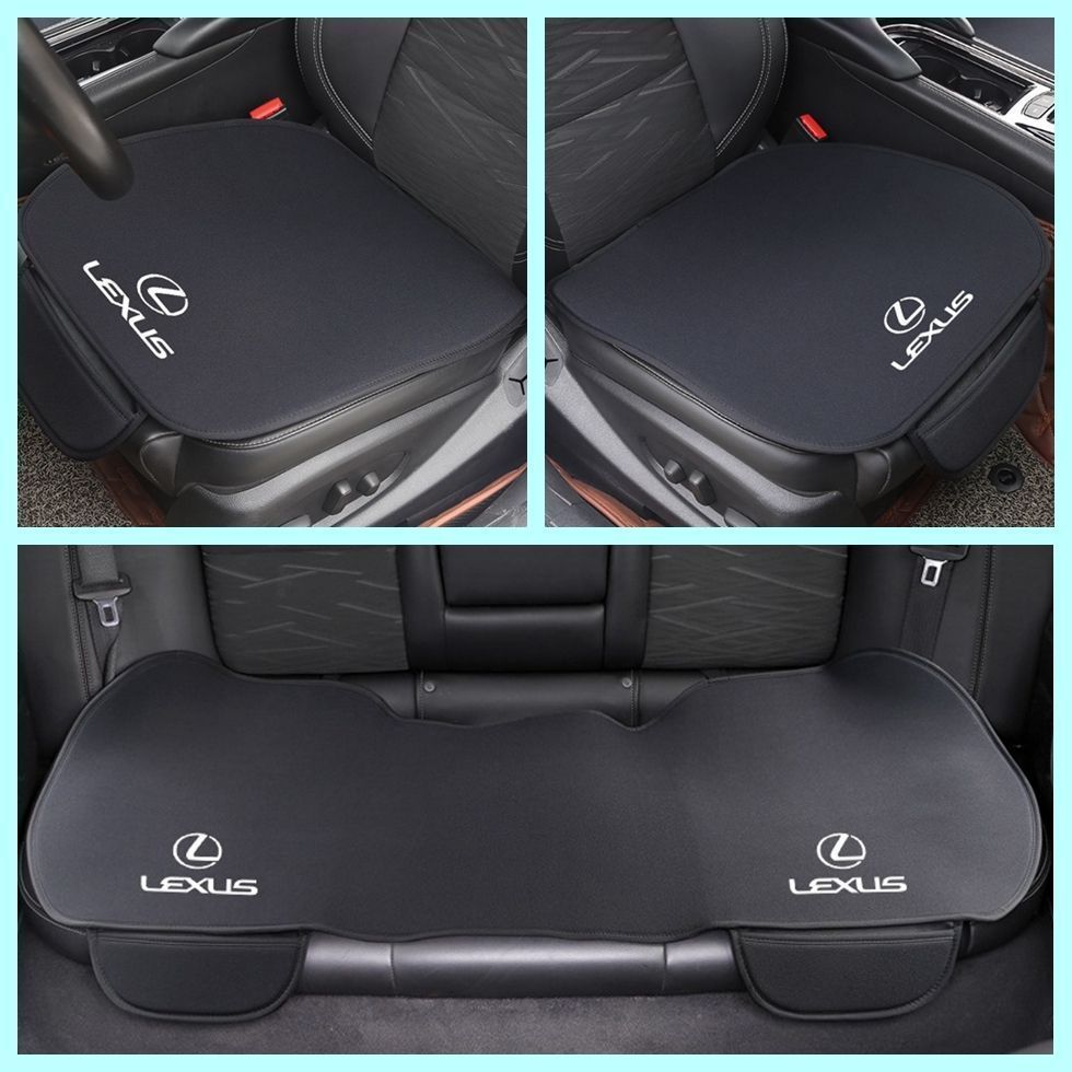 新品！レクサス LEXUS ロゴ入り 車用 シートカバー シートクッション カーシートカバー 座布団滑り止め 前座席用2枚+後部座席用1枚 ブラック LS/LC/UX/NX/RX/RC/IS/GS/ES/LX/SC
