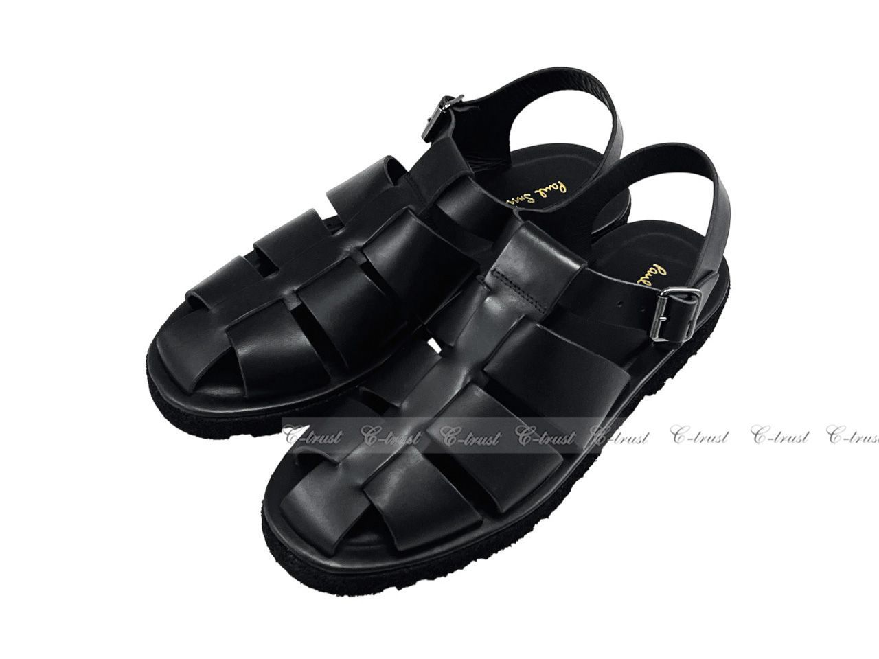 必要な Paul Smith ポールスミス ローマン グルカ サンダル シューズ 靴 軽量 レザー メンズ ロゴ イタリア製 ブラック L856-7