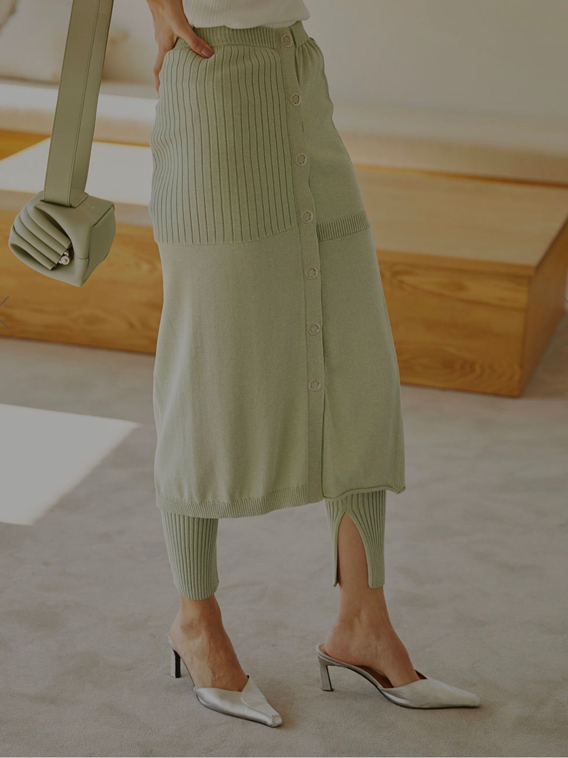 AMERI LEGGINGS SET KNIT SKIRT ミント Sサイズ - メルカリ