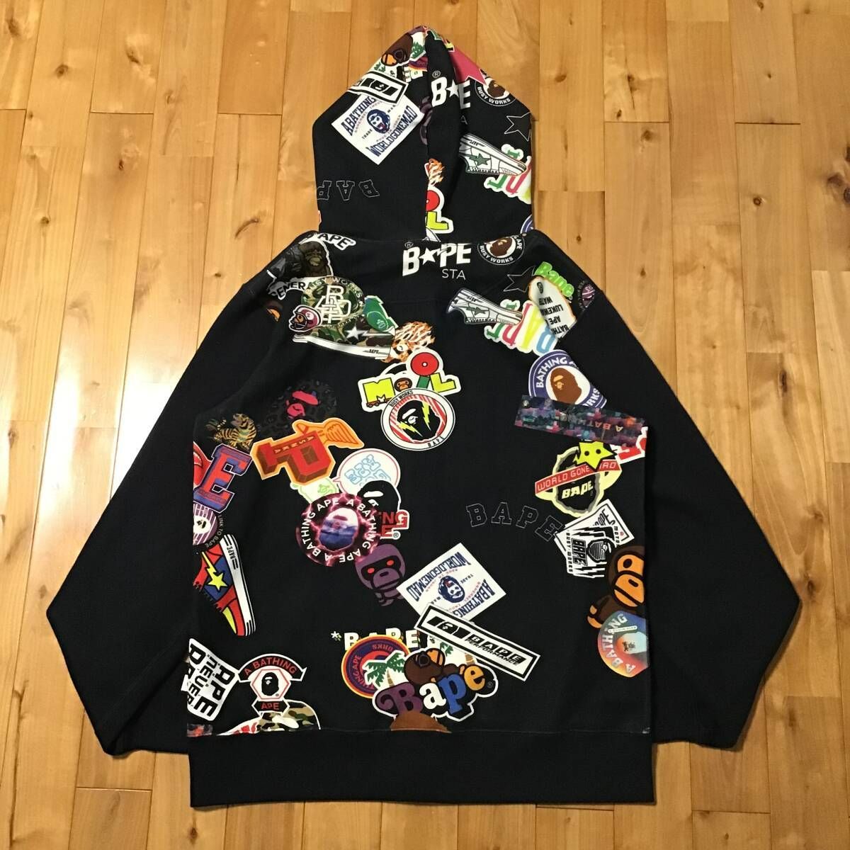 ☆2XL☆ Multi Motif Print フルジップ パーカー a bathing ape