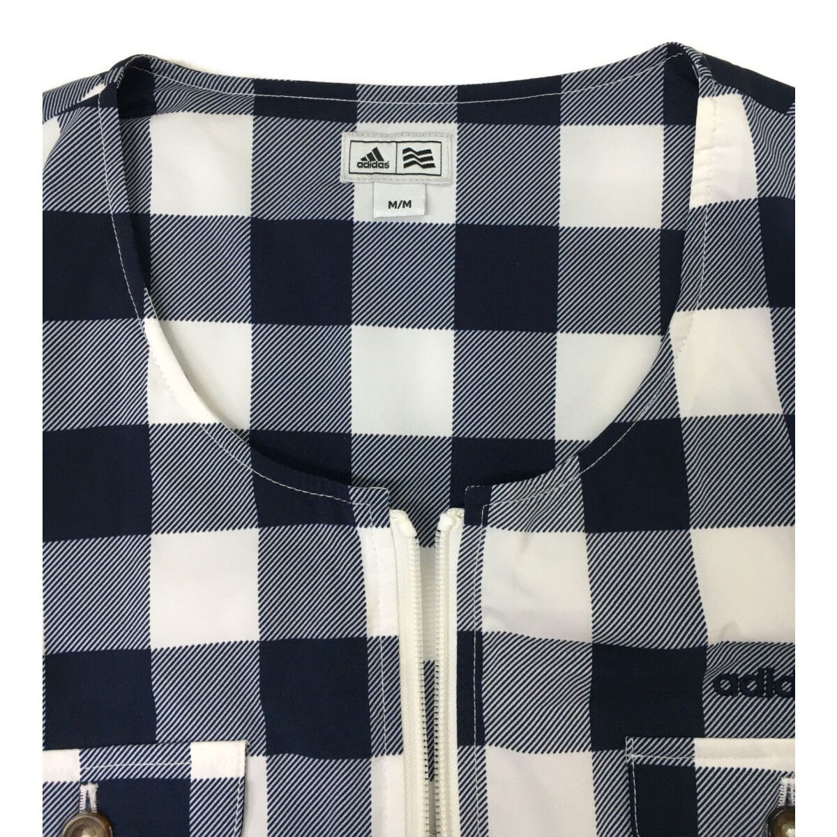 アディダス 千鳥格子柄 ウールブレンド リブデザイン チェック