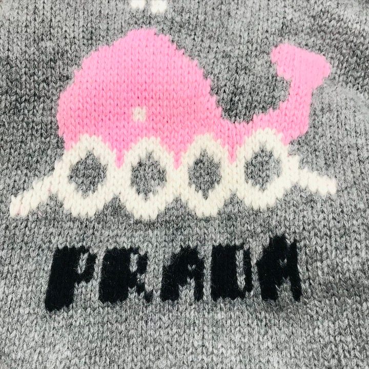 良品 PRADA プラダ セーター 38 ウール カシミヤ 長袖 クジラ グレー  