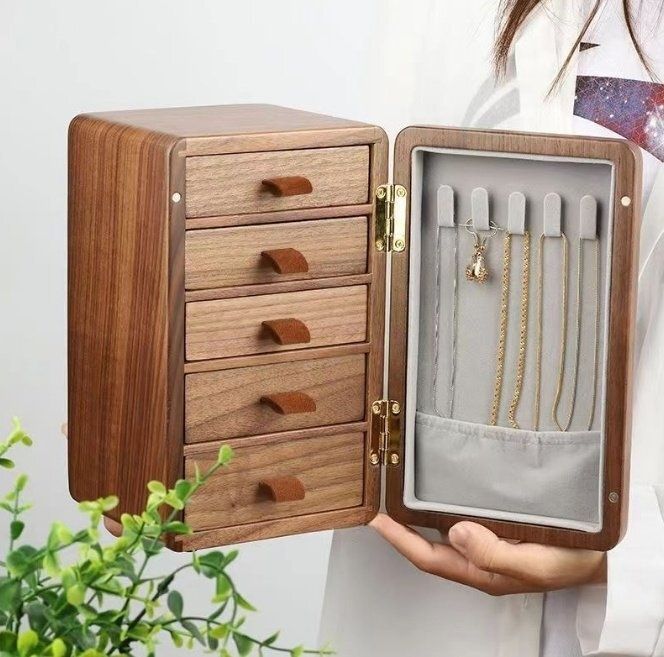 木製 ケース収納ボックス引き出し式精緻ピアスネックレス時計収納ケース家庭用5段 ケース NEXPOTALLINN_EU