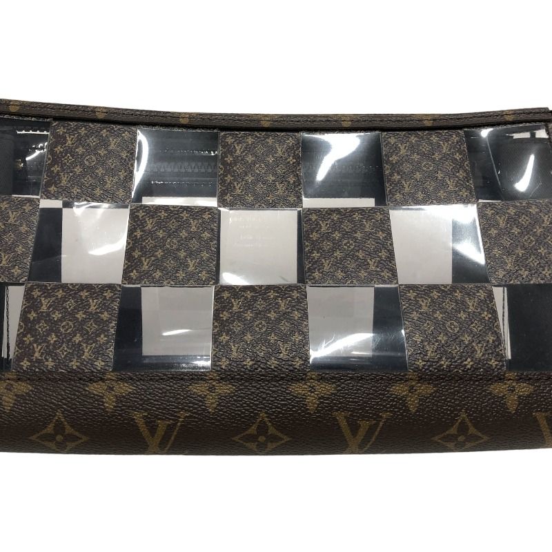 ルイ・ヴィトン LOUIS VUITTON スタンド ポーチ M81588 ブラウン/クリア モノグラム チェス レディース セカンドバッグ