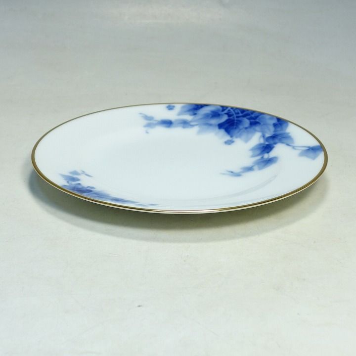 美品 大倉陶園 皿 プレート 20cm ブルー アイビー 岡染め 6枚