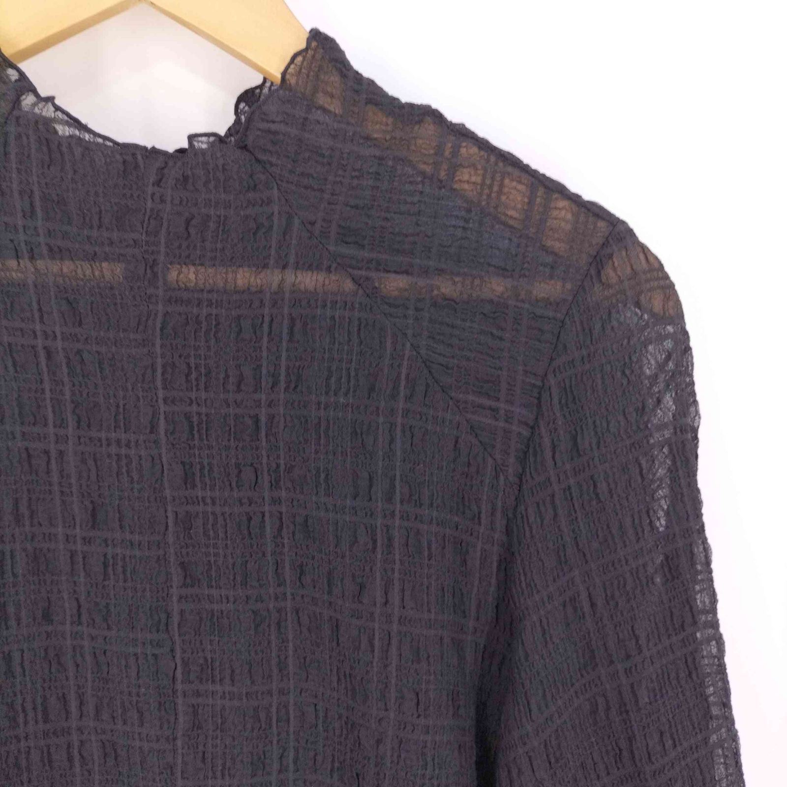 【美品】  foufou / フーフー | seersucker mellow blouse シアーサッカーメロウブラウス | F | ブラック | レディース 美品】 foufou / フーフー | seersucker mellow blouse シアー