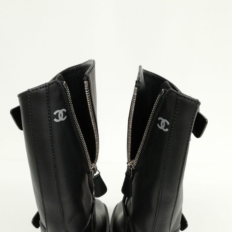 シャネル CHANEL 14P G27805X31183 美品 レザー エンジニアブーツ