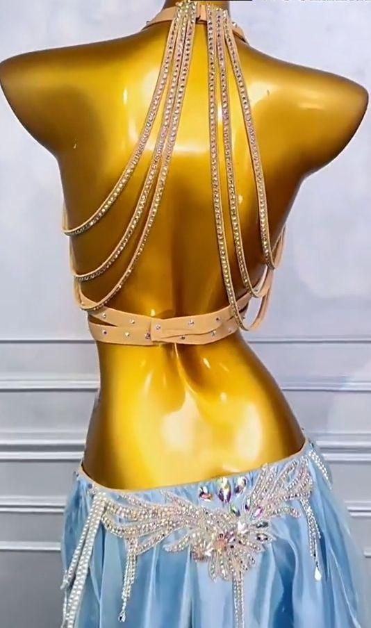 ベリーダンス衣装 パール トップス＋スカート 光沢 オーダーメイド