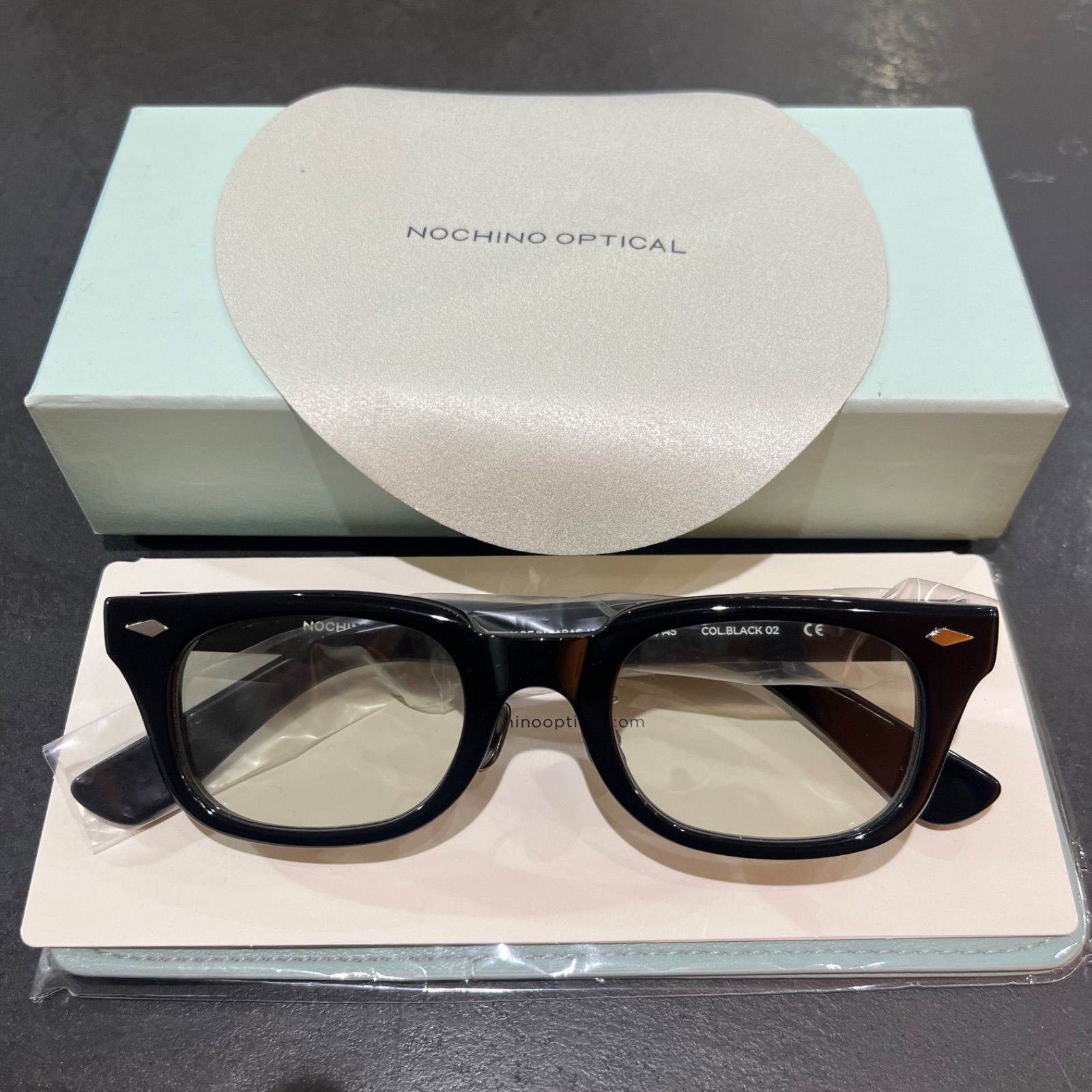 参考上代41800円 NOCHINO OPTICAL ONDA #1 -GROSS BLACK × GREY GREEN TO DARK GREY (調光モデル) サングラス メガネ ノチノオプティカル 91226A4