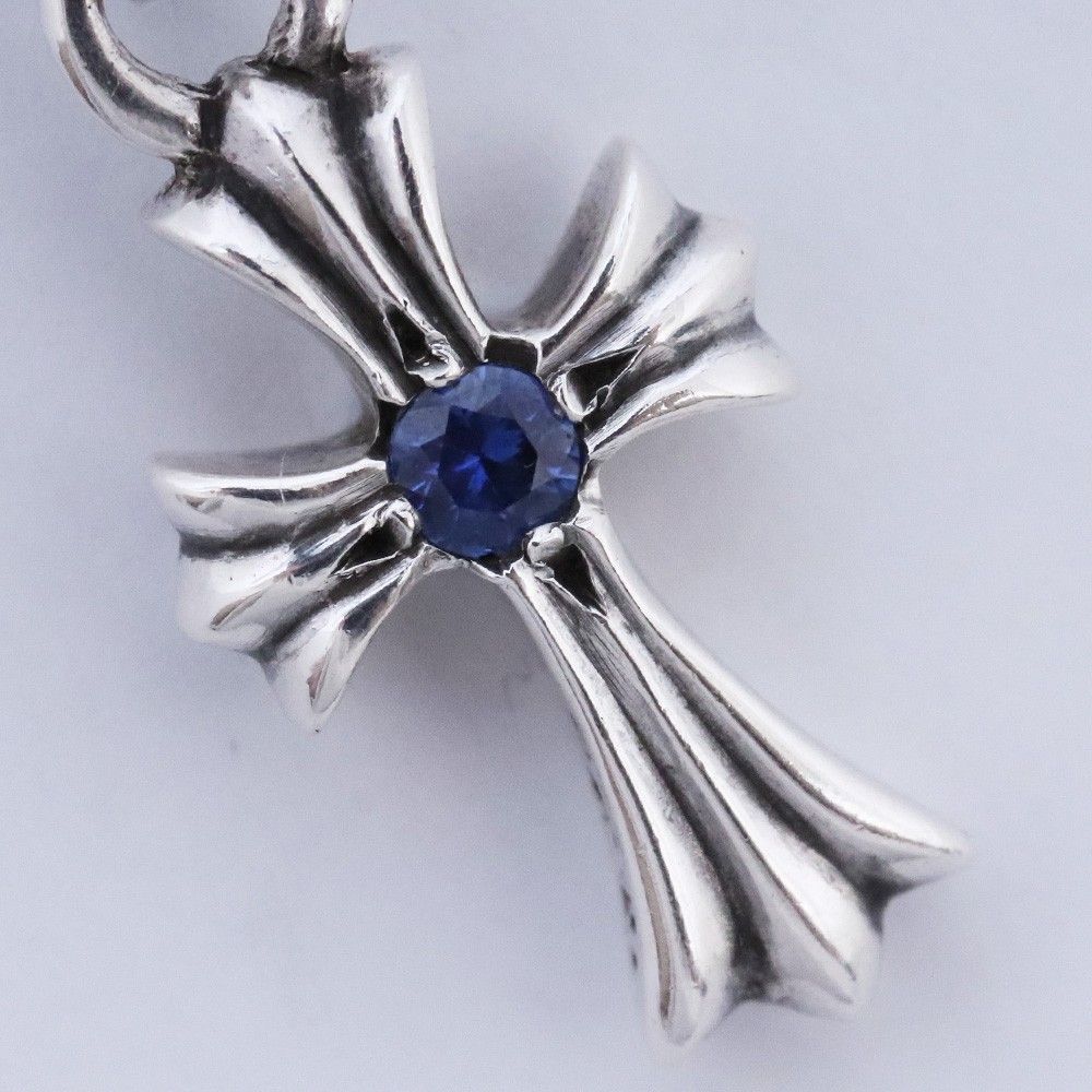 クロムハーツ クロス ベビーファット サファイア クロムハーツCHクロスベビーファットチャームwithパヴェブルー