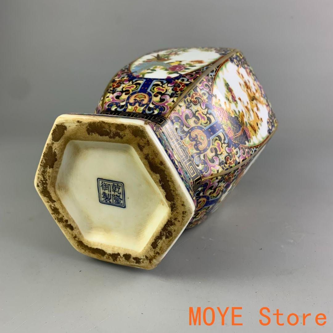 琺瑯彩蒔花鳥六方花瓶 景徳鎮 陶磁器 装飾品 工芸品 置物 - メルカリ