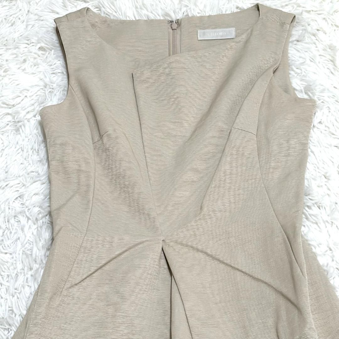 CELFORD 38 M ノースリーブ シャンパンベージュ パーティ ドレス