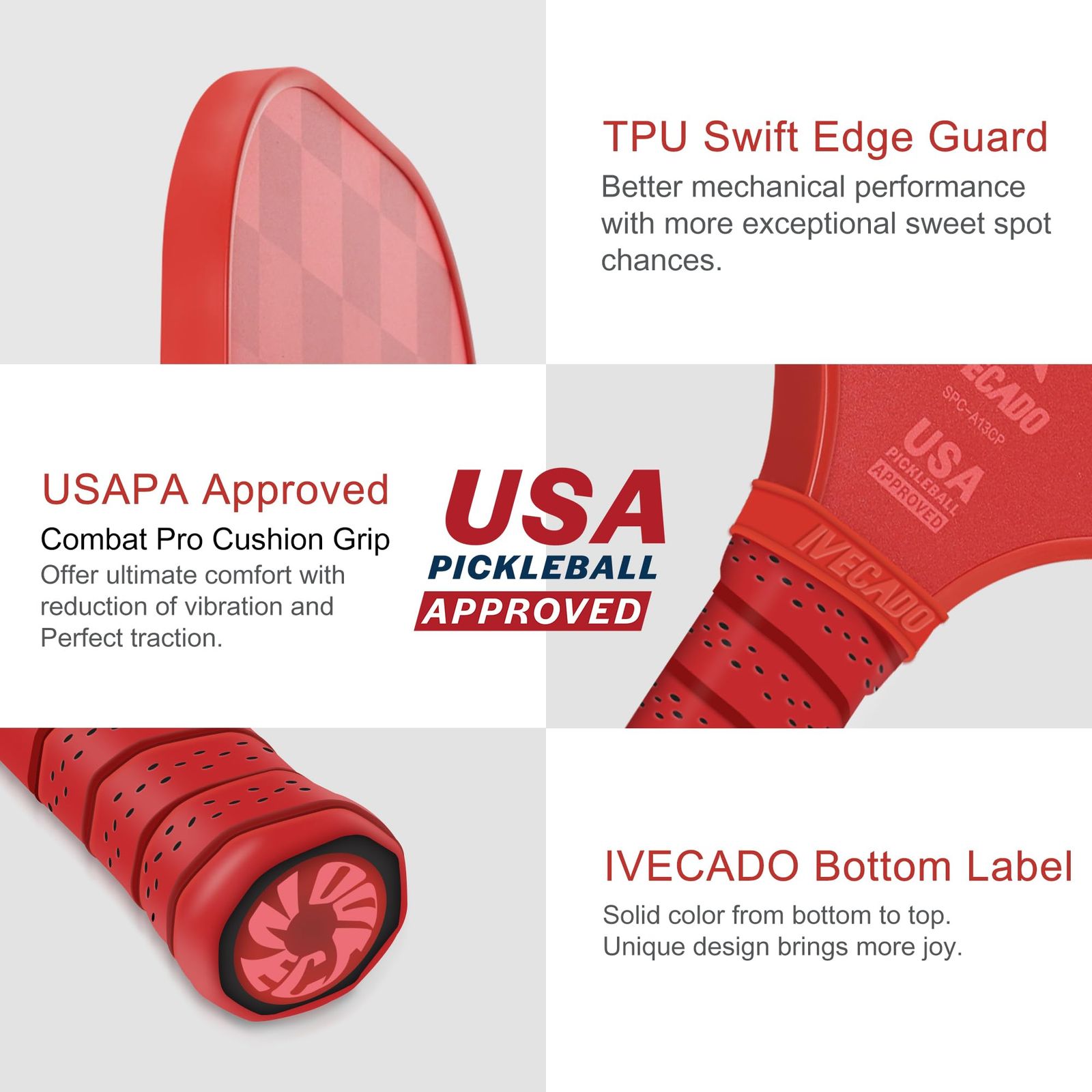 Ivecado ピックルボールパドル USAPA承認 カーボンファイバー表面