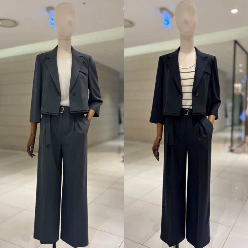 Kenneth lady ケネスレディー 25 年 クロップド ジャケット ベルト付き パンツ セットアップ