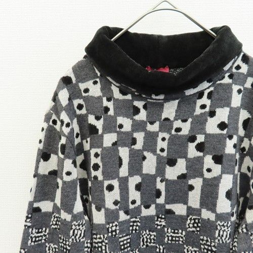 ケンゾー KENZO ヴィンテージ イタリア製 トップス チュニック ニット セーター ハイネック 総柄 x 972770