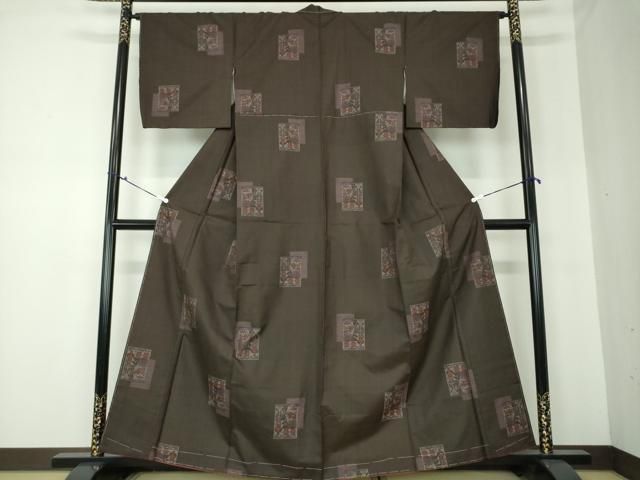 平和屋着物●本場大島紬　地空　色紙器物花文　やまと誂製　正絹　逸品　DAAQ3330ps 平和屋着物○本場大島紬 地空 色紙器物花文 やまと誂製 正絹 逸品